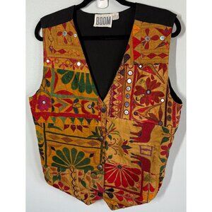 VTG Artsy Statement Piece Embroidred Patchwork Size Large Folk Festival Boho